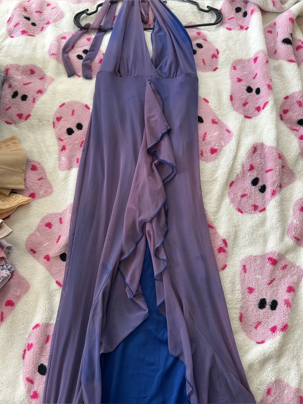 Fashion Nova Lilac Backless Halter RuffleDress